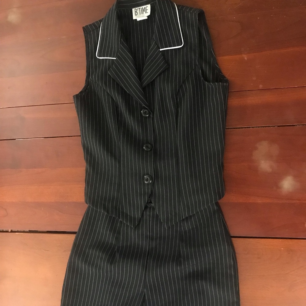 Pinstripe pants and vest outfit